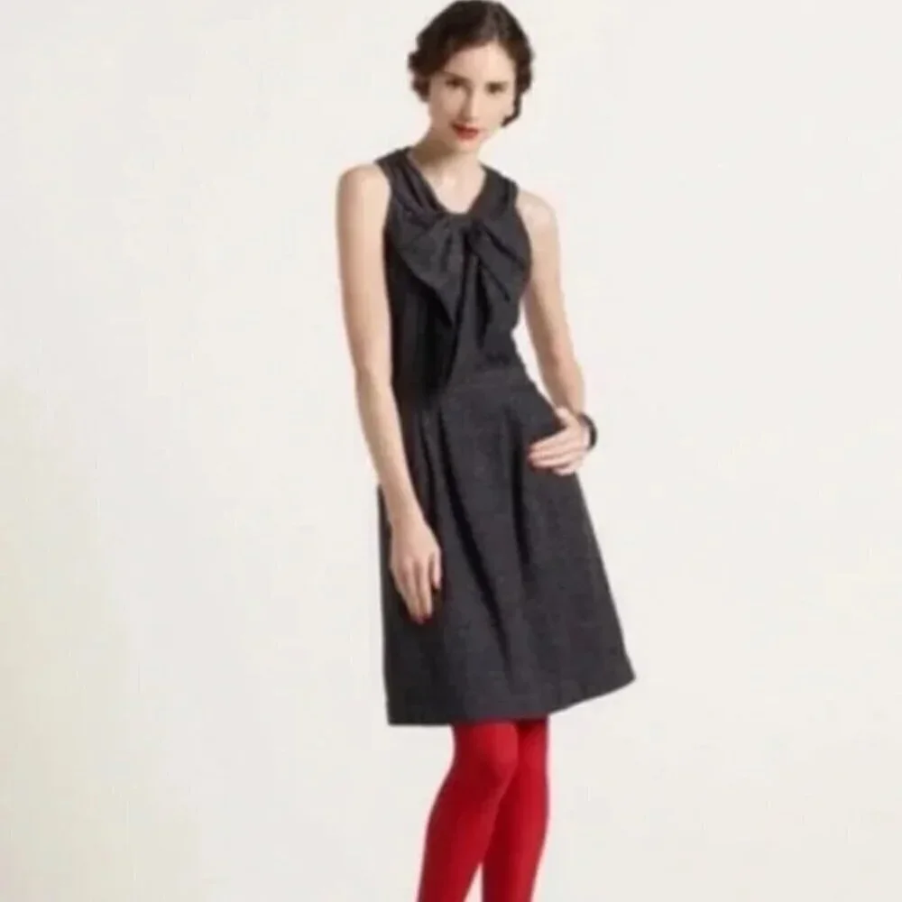 Kate Spade | Lucinda Wool Blend Metallic Bow Front Sleeveless Dress - Size 0